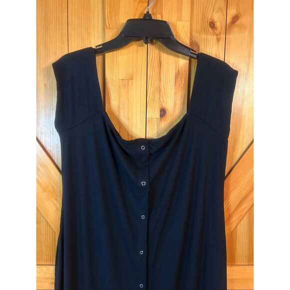 Asos Maternity Ribbed Black Cap Sleeve Snap Front Midi Dress NWT Size 14 (5729) - Picture 2 of 6